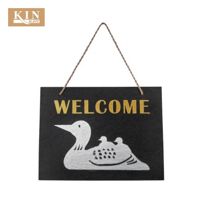 Duck engraving slate chalk board with rope