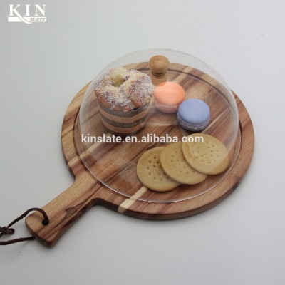 Chinese style acacia wood cheese board with dome for fruit