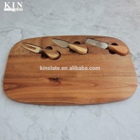 Modern popular natural acacia wood slice board with knife set