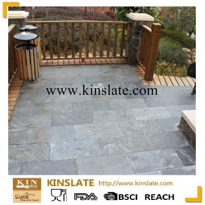 Top quality black riven slate floor tiles for backyard