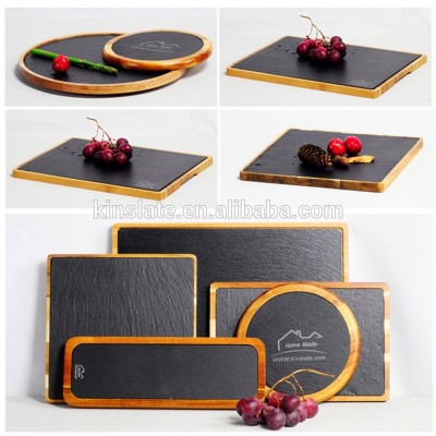 Eco-friendly feature natural acacia wood slate cheese board set