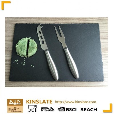 Black slate plate size 40*30 with knife set