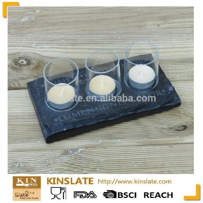 NATURAL BLACK SLATE CANDLES HOLDER FOR HOME DECORATION