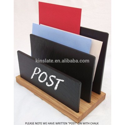 Eye catching unique style Oak slate document folder letter rack for modern office