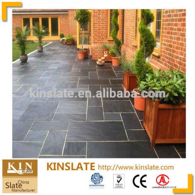 Honed black slate floor tiles