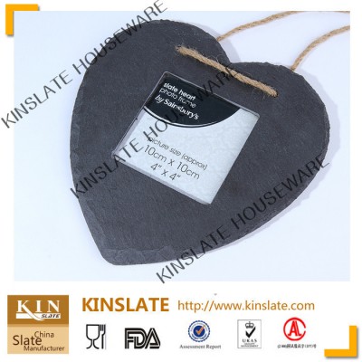 KINSLATE-Factory Direct natural funny photo frame black slate frame heart shape slate photo frame