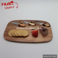 Cheap and good natural acacia wood cheese slice board with knife set