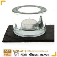 Natural slate stone candle holder