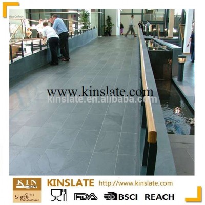 Classical backyard use black dark honed slate floor tiles