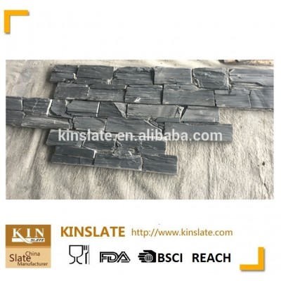 Natural Dark Black Cement Ledgestone Panel Z shape